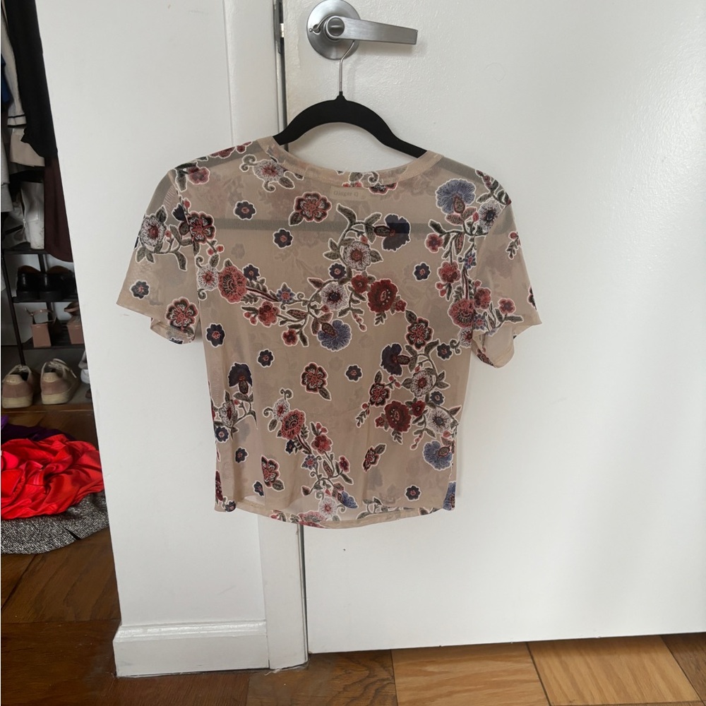 NWOT mesh floral top